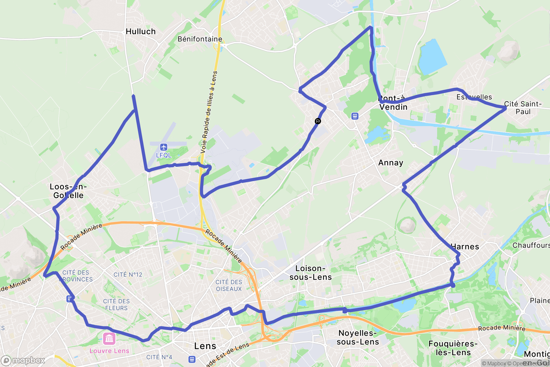 Vendin-le-Vieil : carte du parcours de randonnée - France