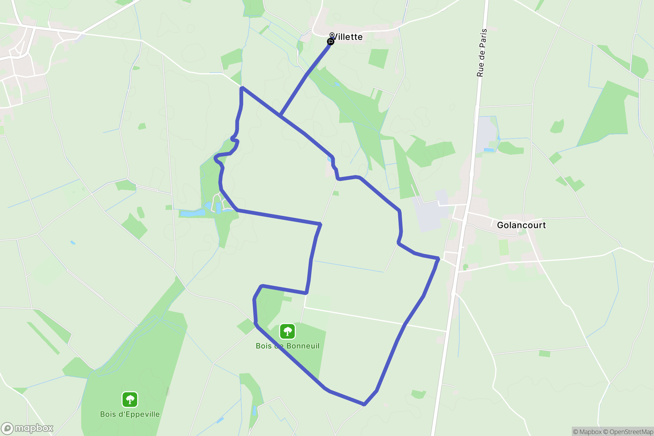 Muille-Villette : carte du parcours de randonnée - France