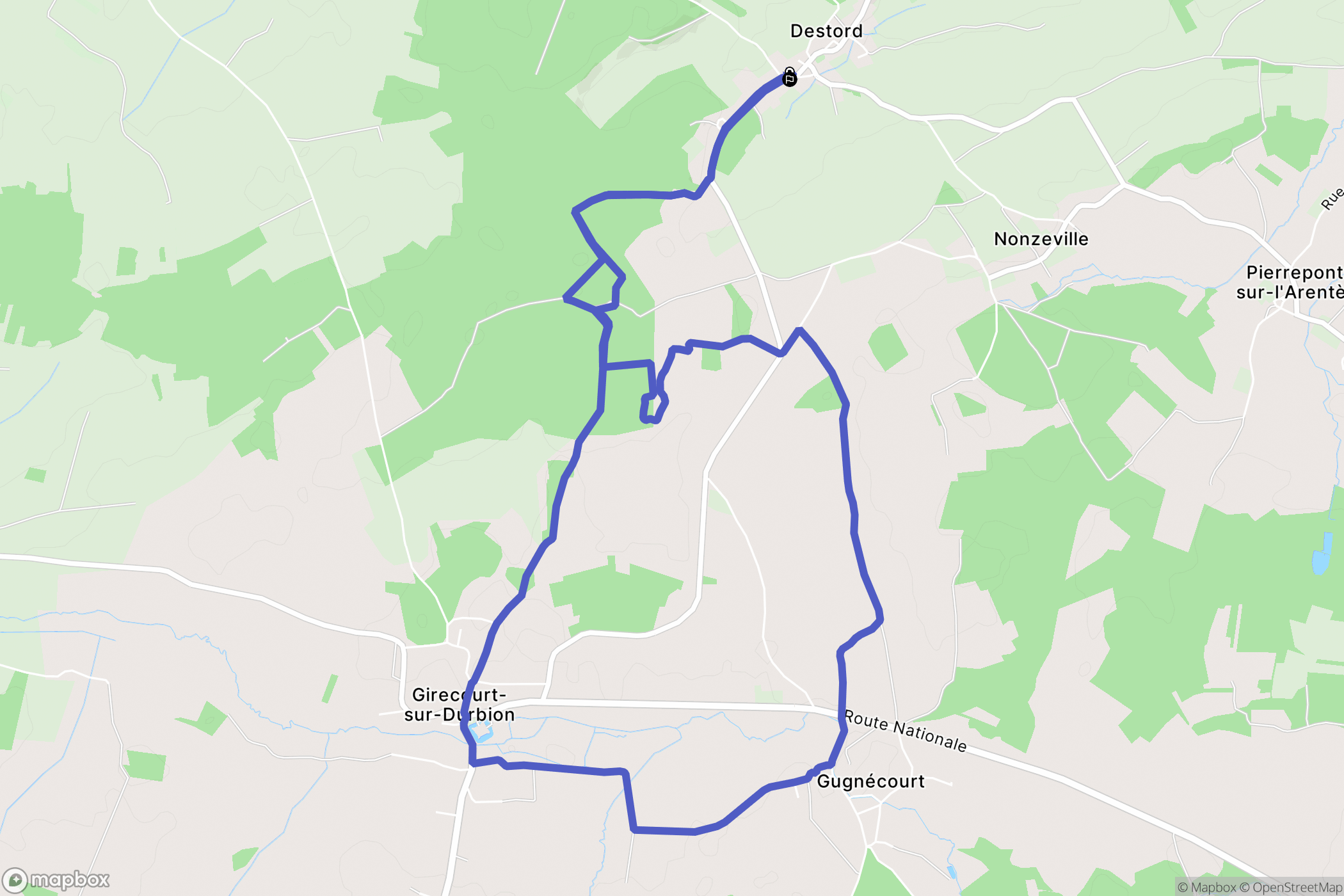 Destord : carte du parcours de randonnée - France