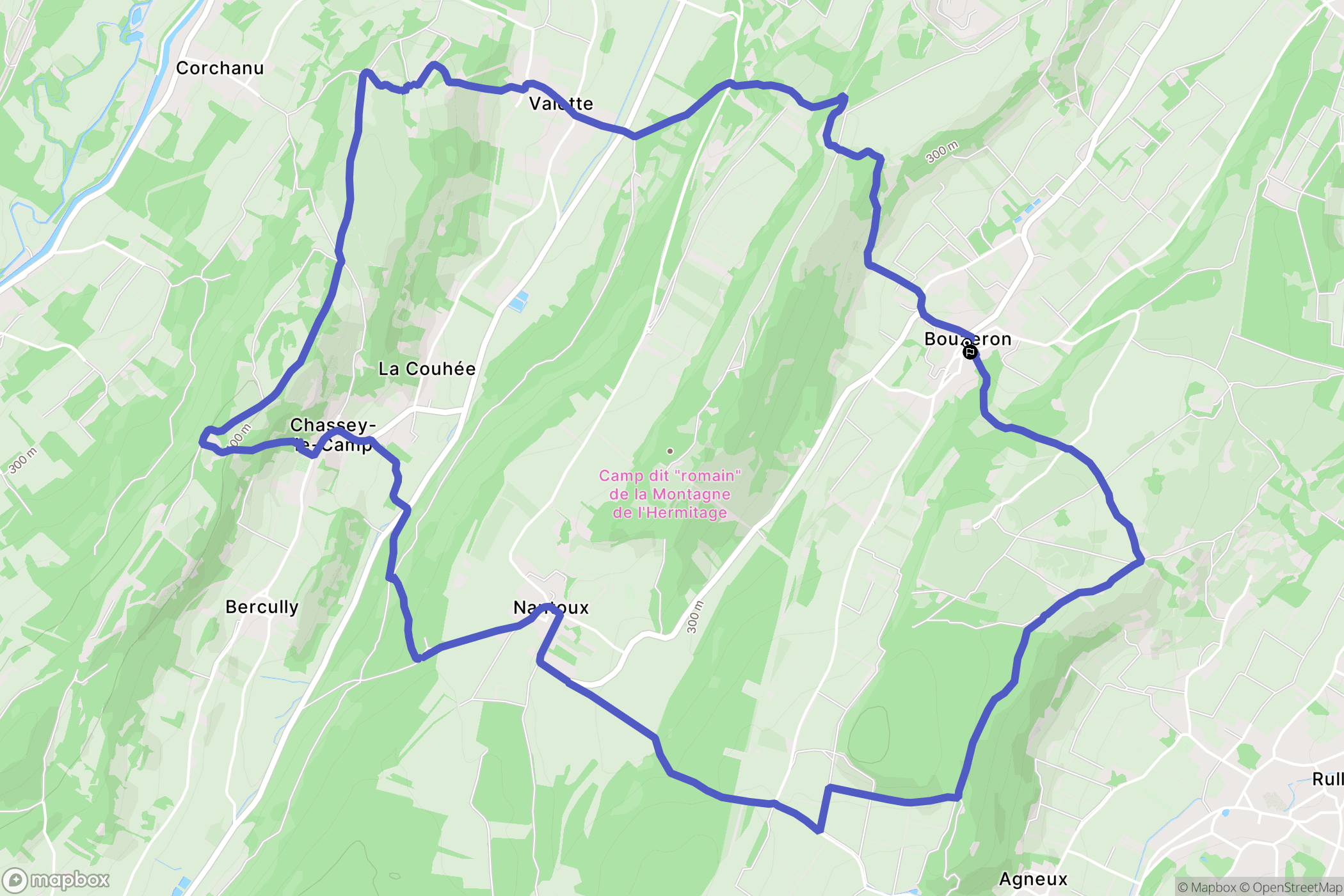 Bouzeron : carte du parcours de randonnée - France