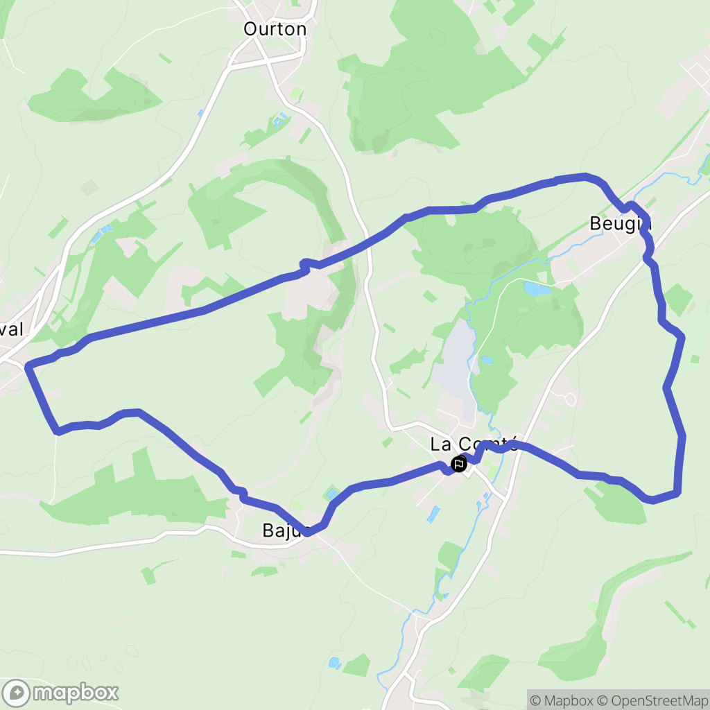 La Comté : carte du parcours de randonnée - France