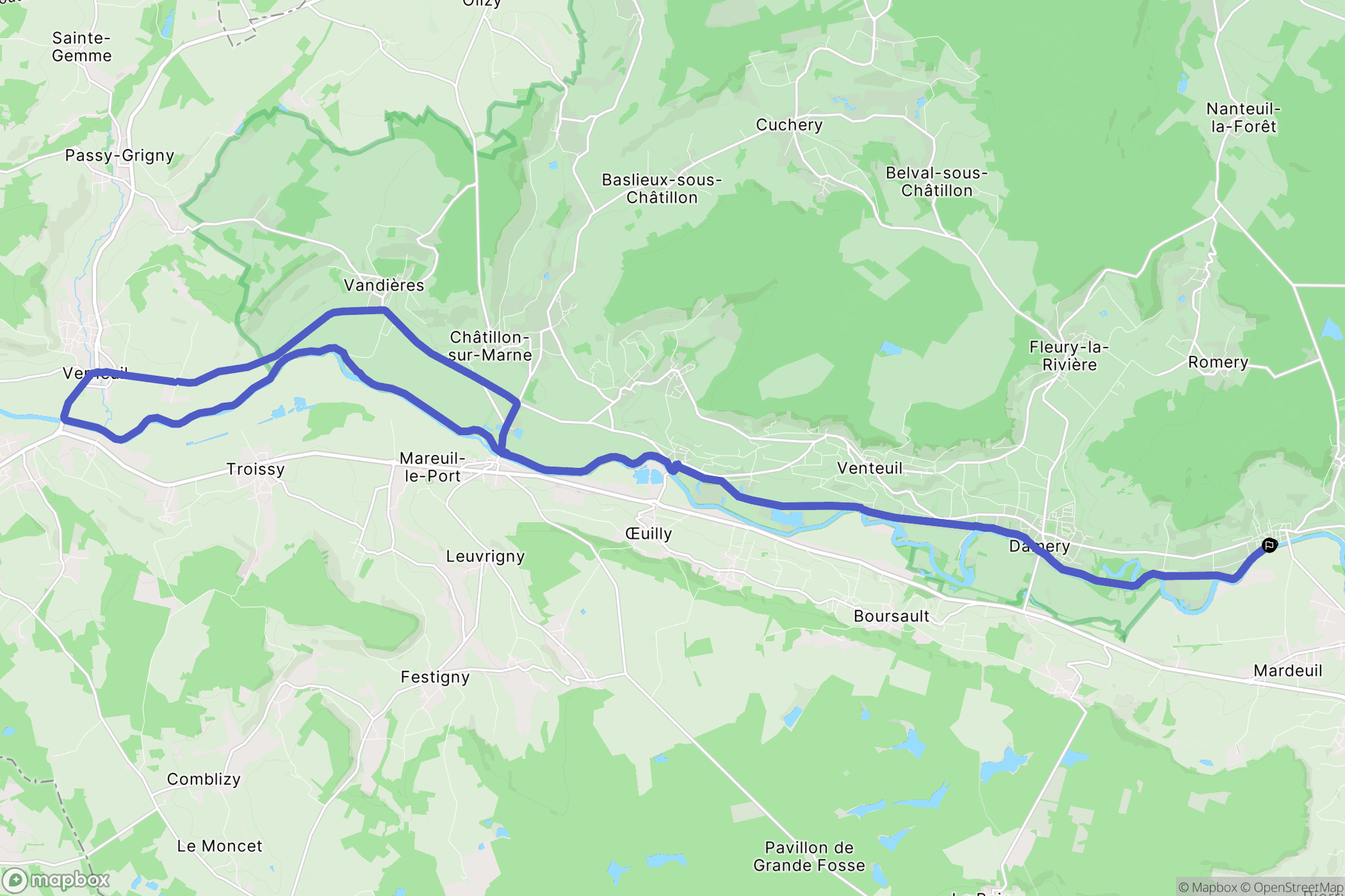 Cumières : carte du parcours de randonnée - France