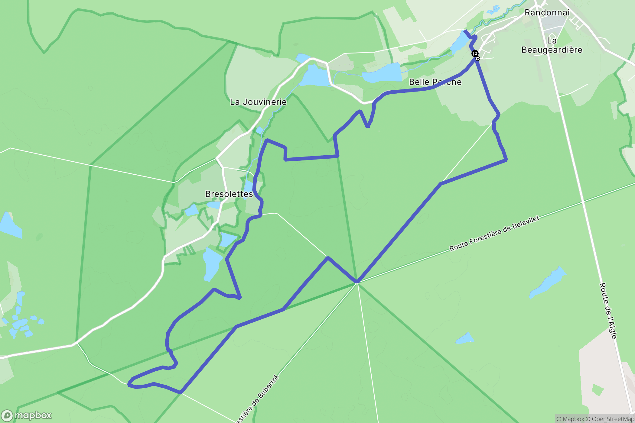 Tourouvre au Perche : carte du parcours de randonnée - France