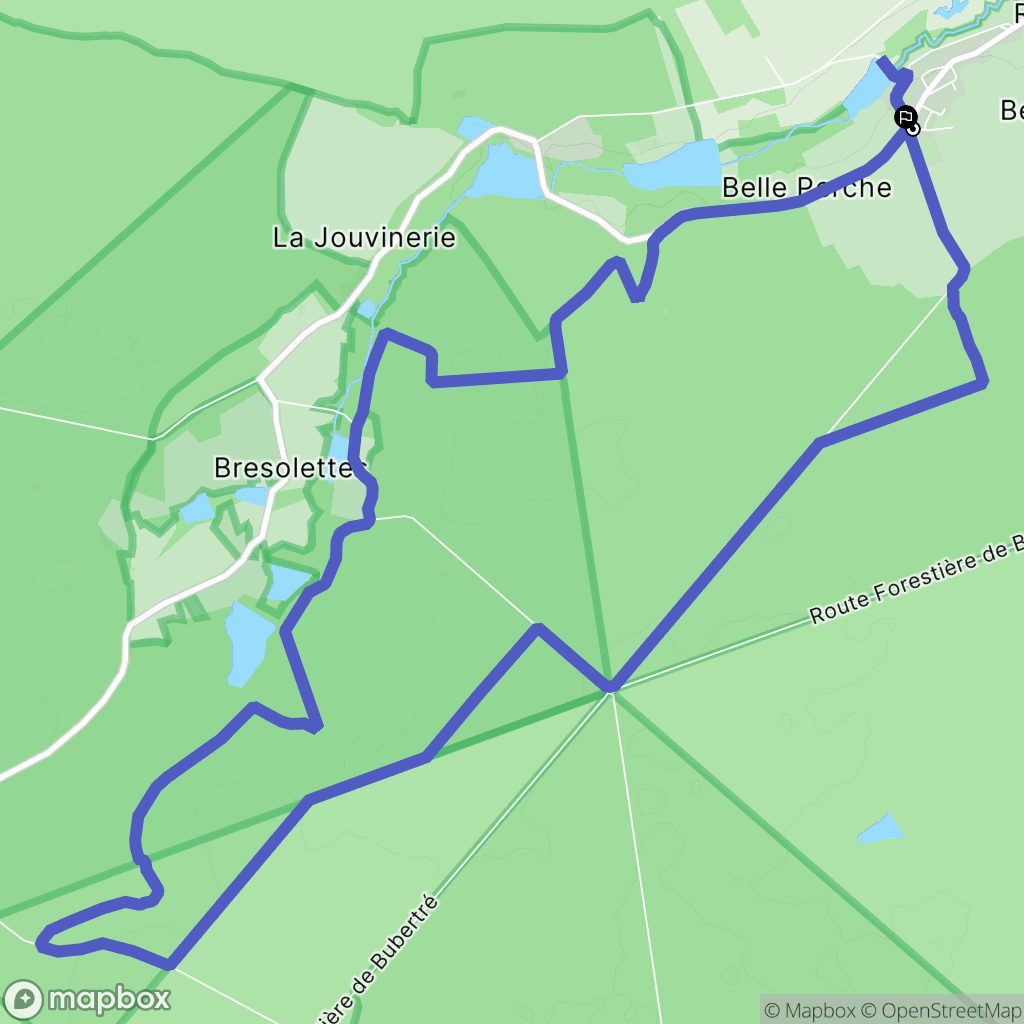 Tourouvre au Perche : carte du parcours de randonnée - France