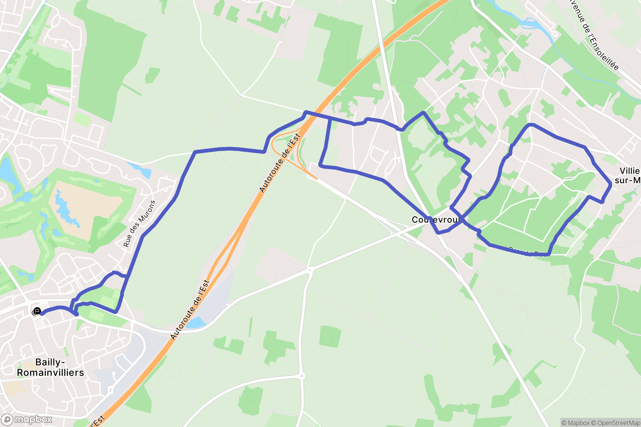 Bailly-Romainvilliers : carte du parcours de randonnée - France