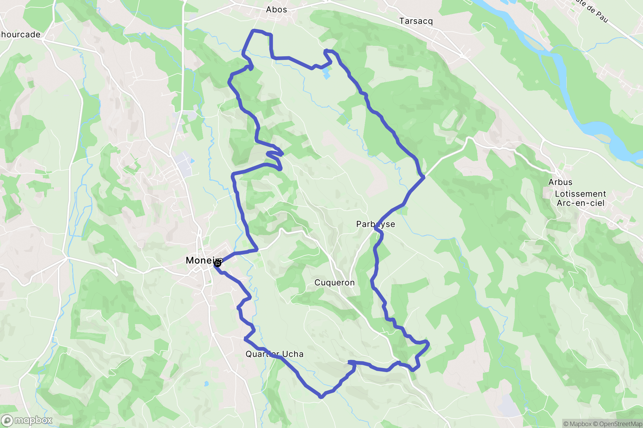 Monein : carte du parcours de randonnée - France