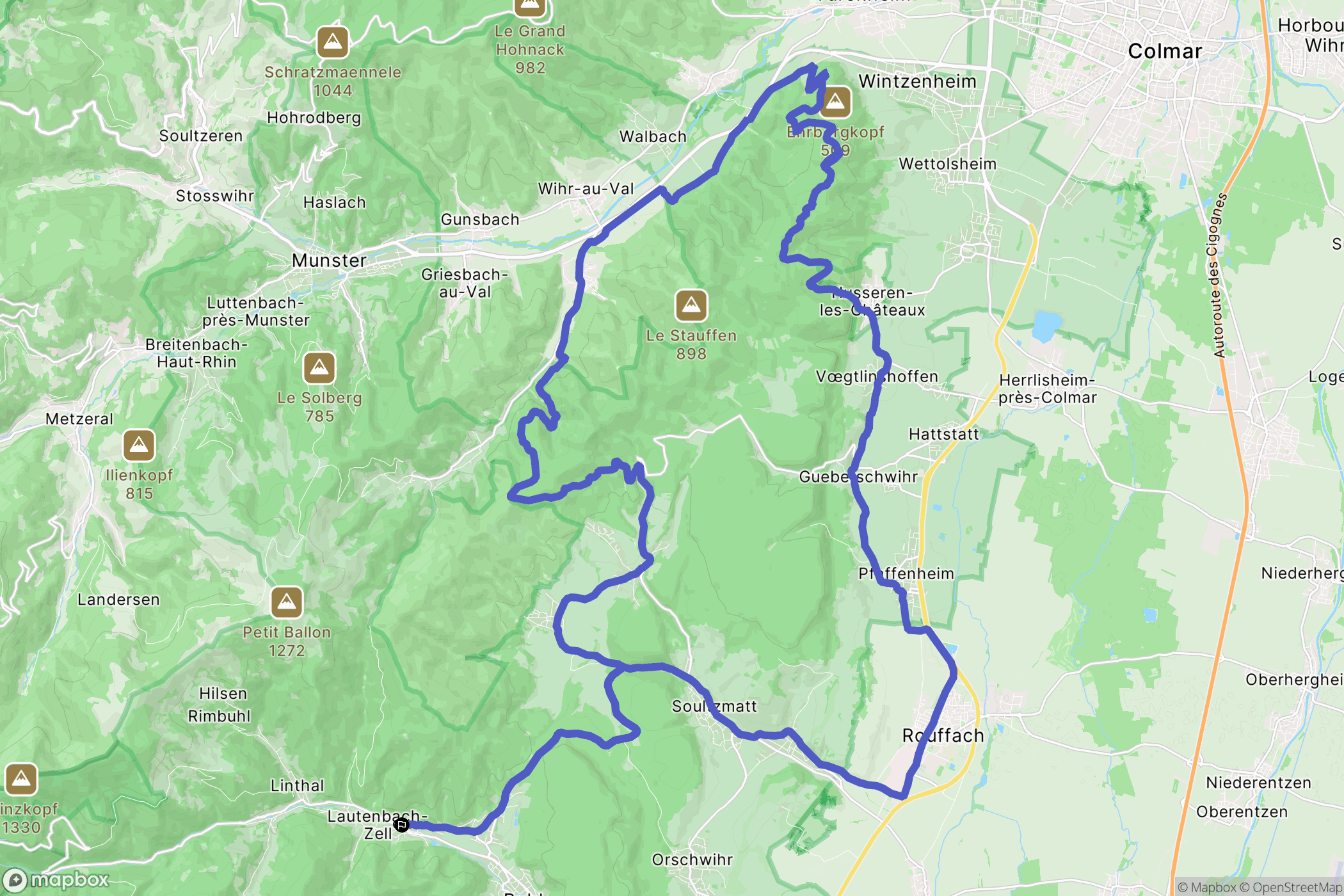 Lautenbach : carte du parcours de randonnée - France