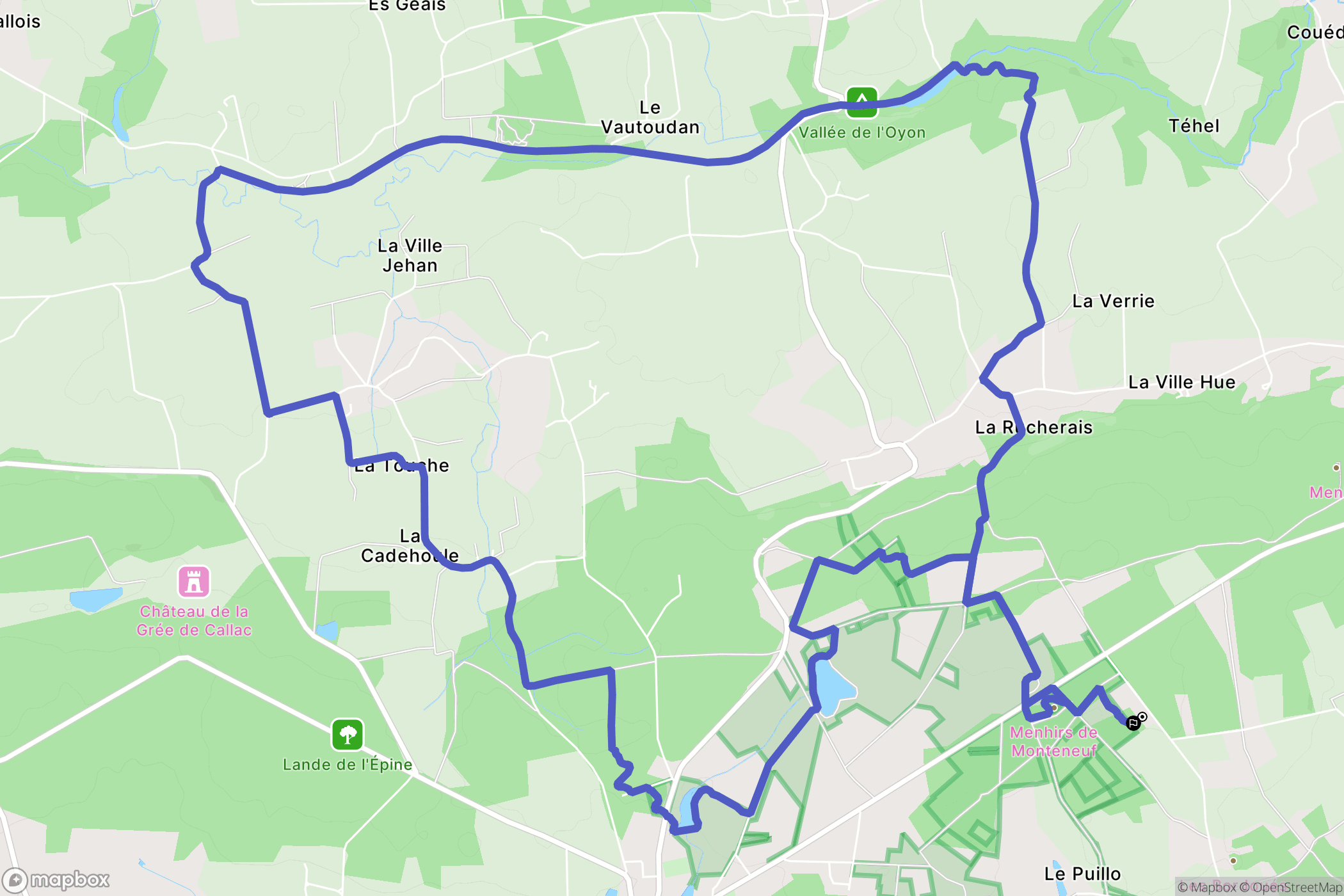 Monteneuf : carte du parcours de randonnée - France