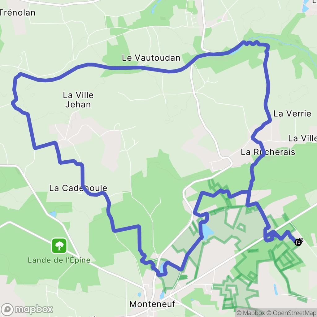 Monteneuf : carte du parcours de randonnée - France