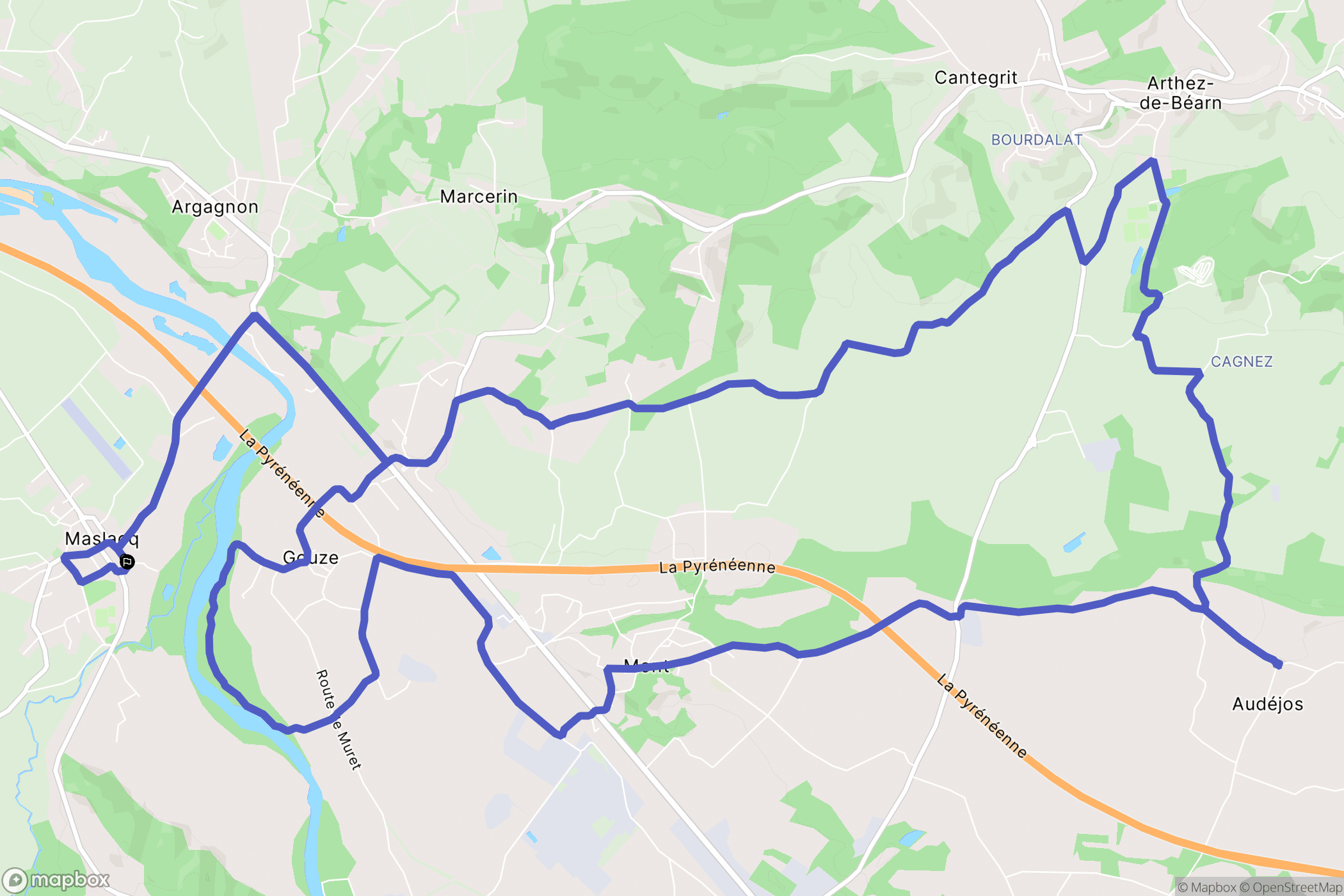 Maslacq : carte du parcours de randonnée - France