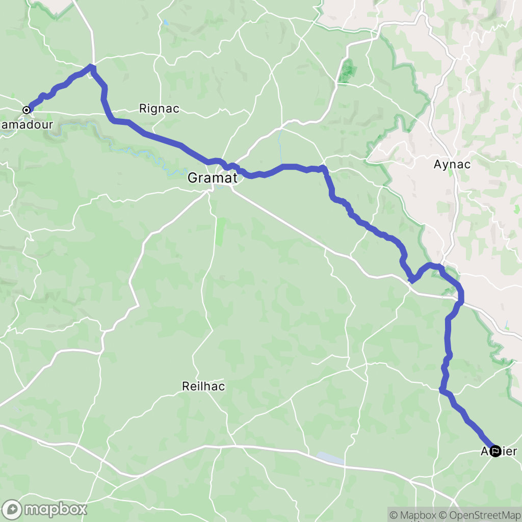 Rocamadour : carte du parcours de randonnée - France