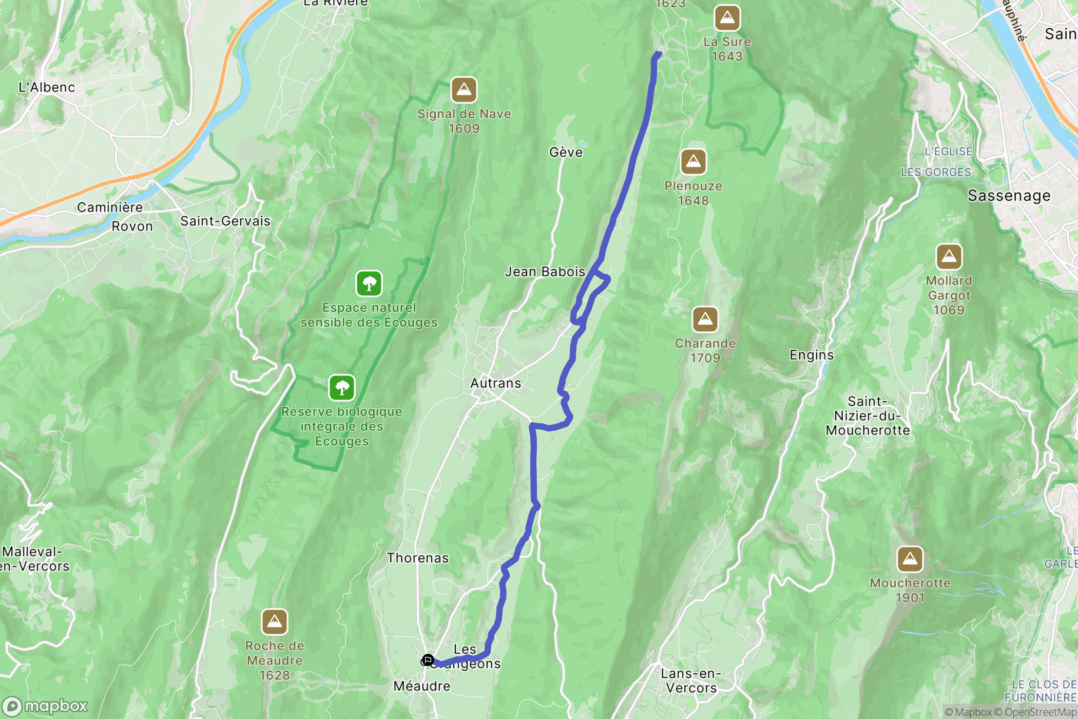 Méaudre : carte du parcours de randonnée - France