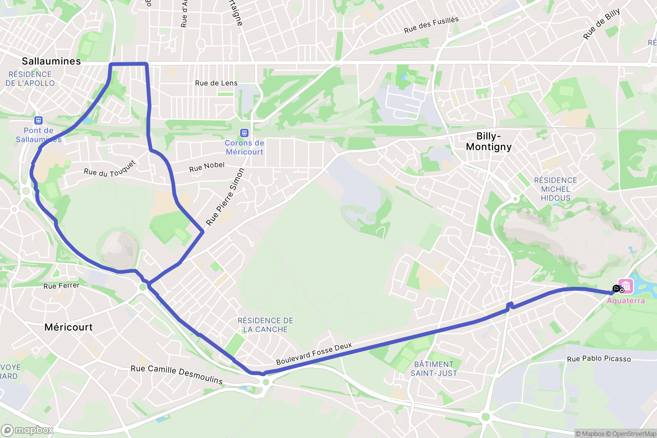 Hénin-Beaumont : carte du parcours de randonnée - France