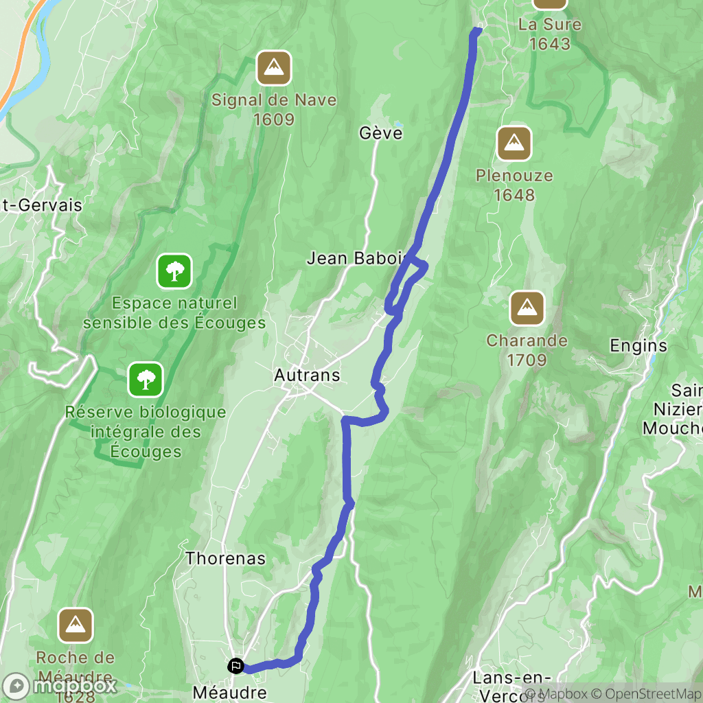 Méaudre : carte du parcours de randonnée - France