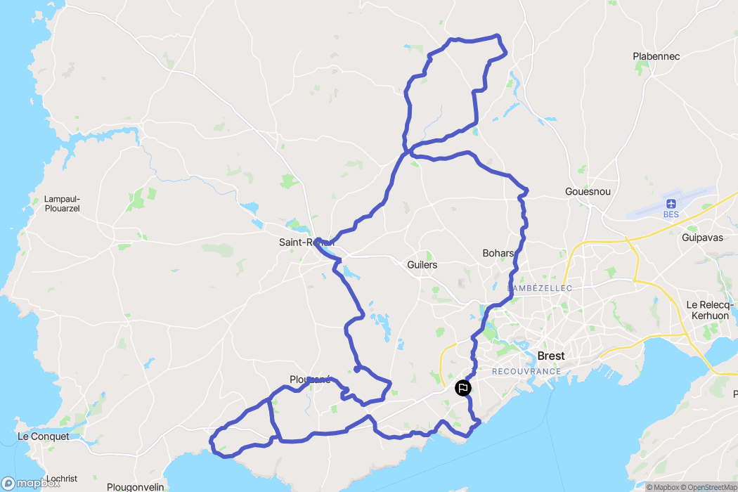 Brest : carte du parcours de randonnée - France