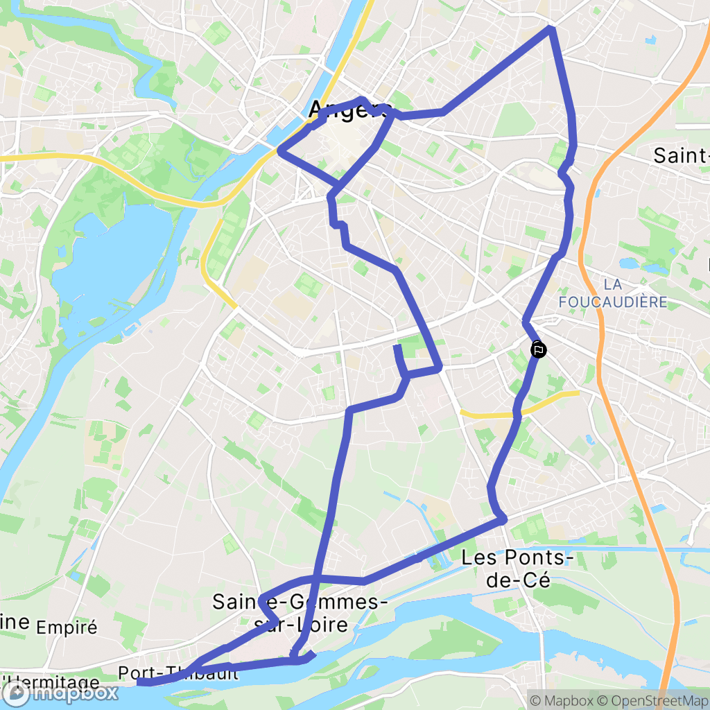 Angers : carte du parcours de randonnée - France