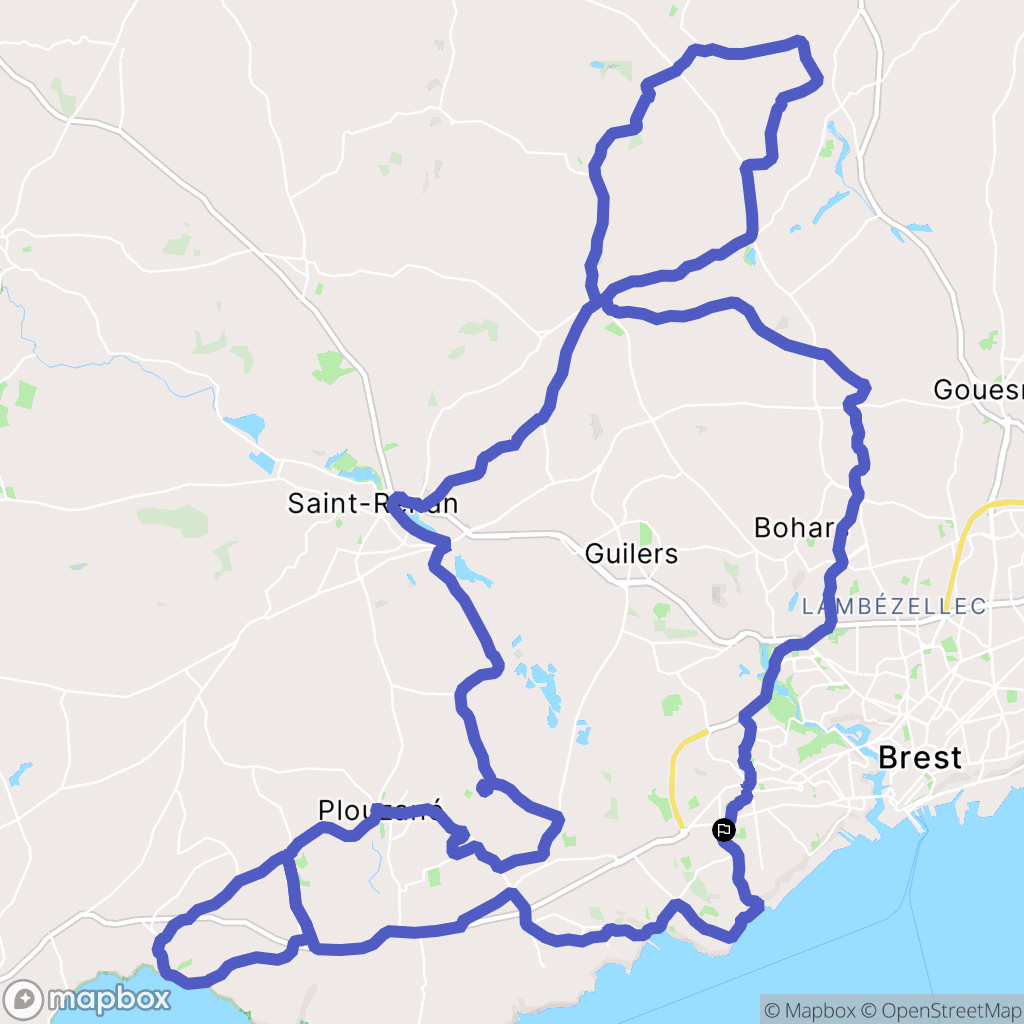 Brest : carte du parcours de randonnée - France