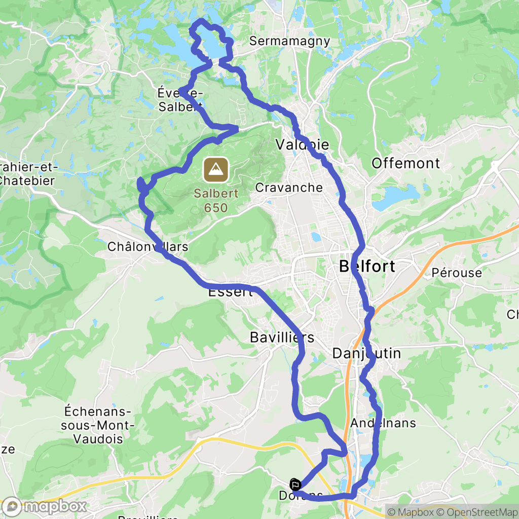 Dorans : carte du parcours de randonnée - France