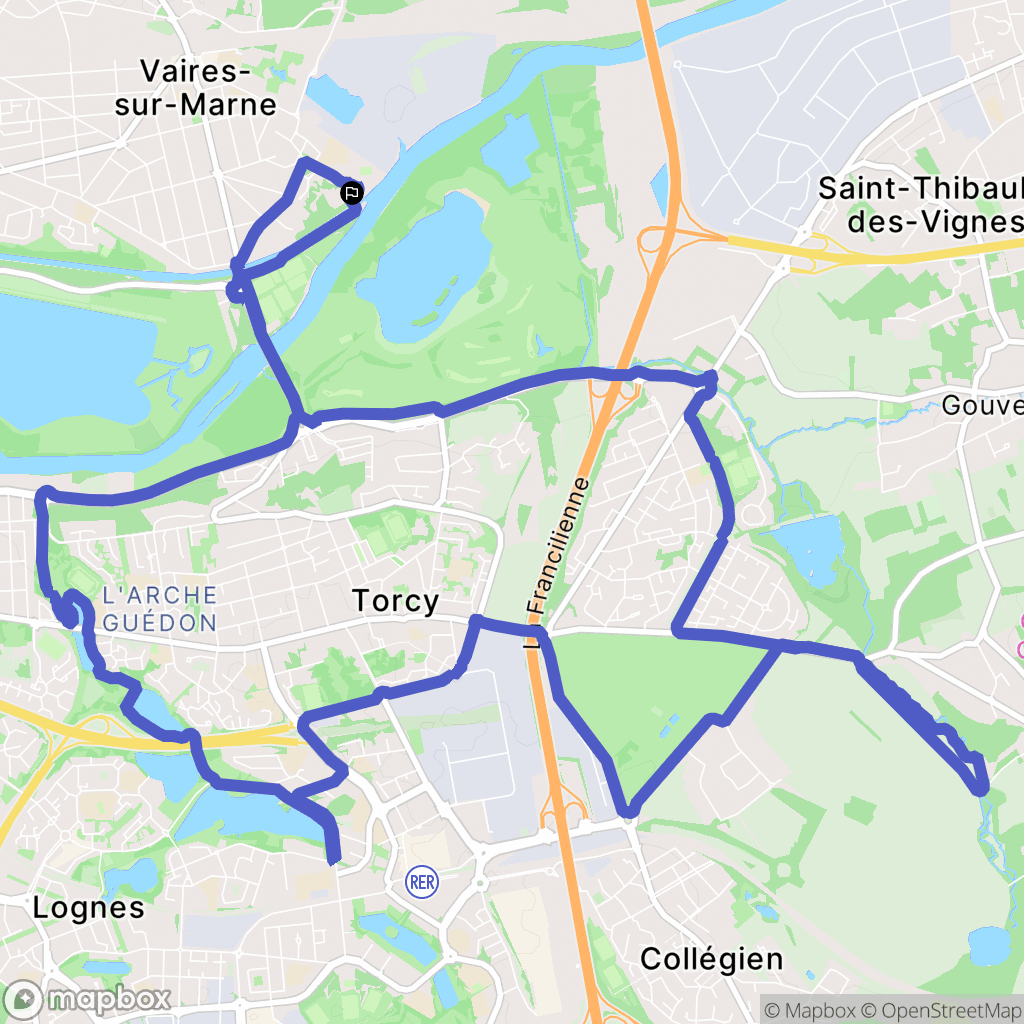 Vaires-sur-Marne : carte du parcours de randonnée - France