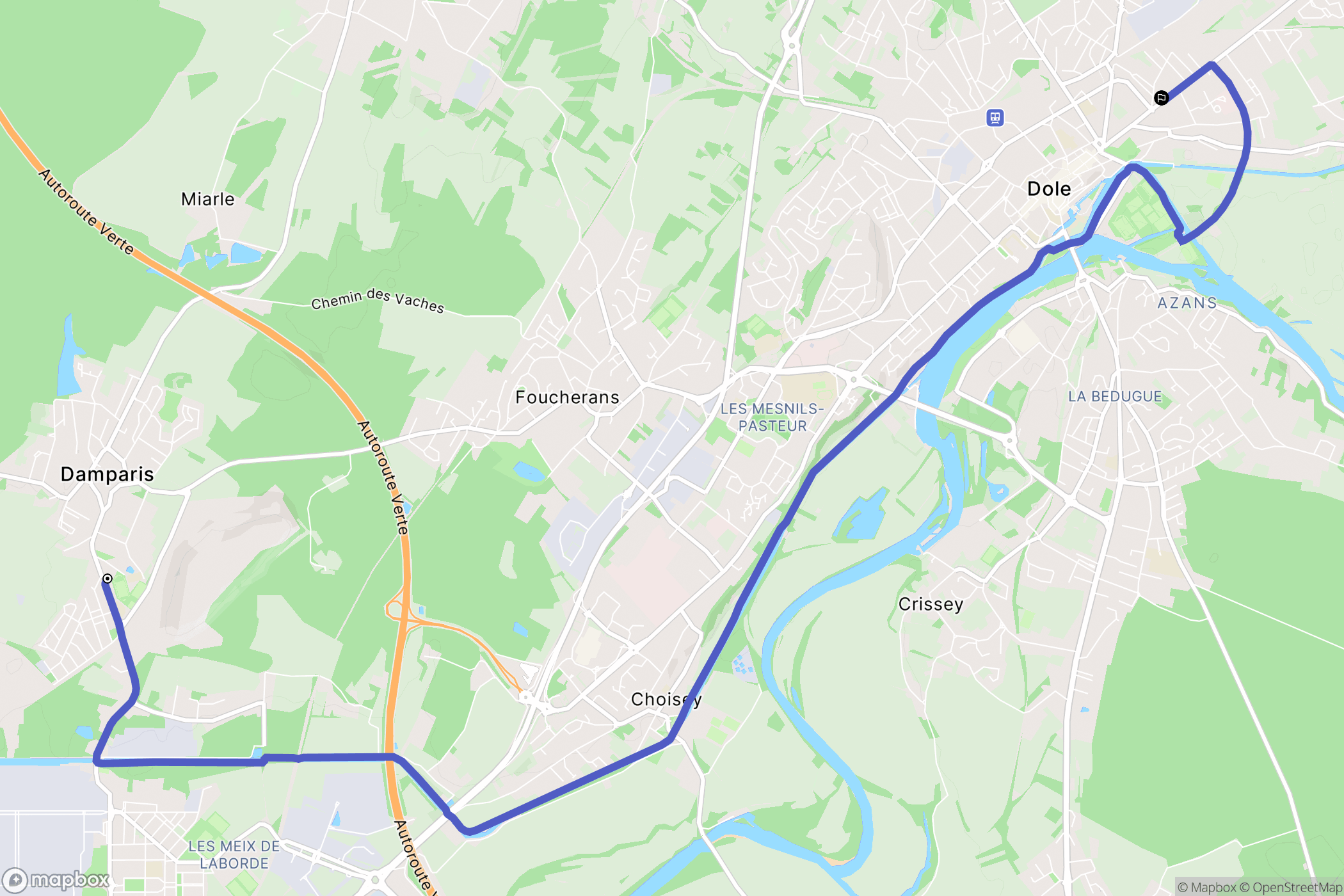 Damparis : carte du parcours de randonnée - France