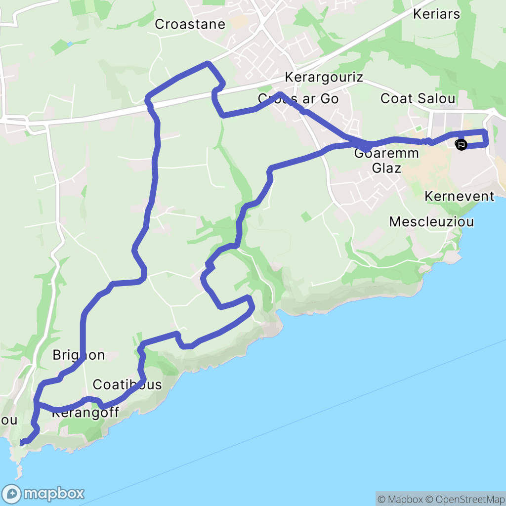 Plouzané : carte du parcours de randonnée - France