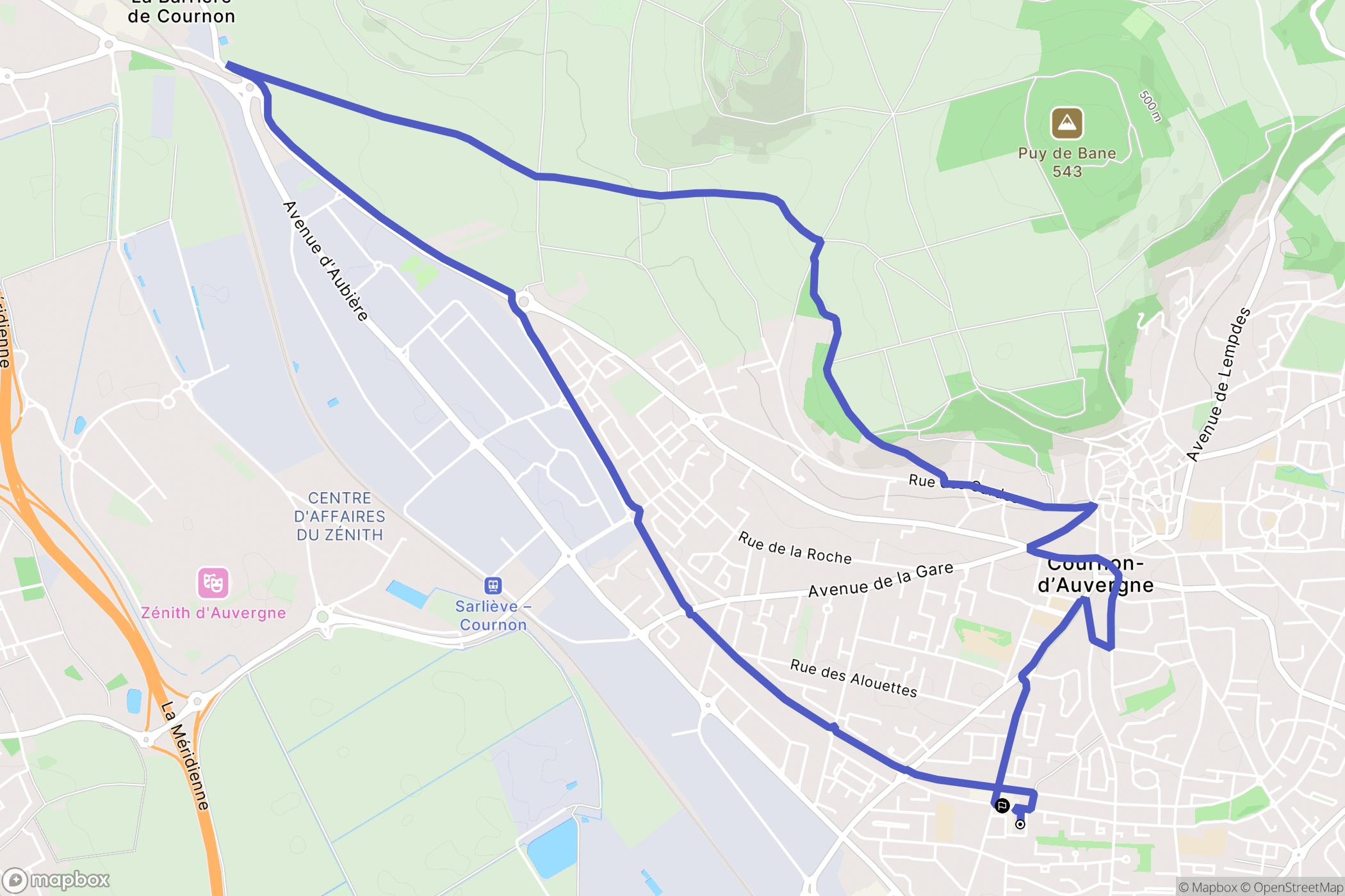 Cournon-d'Auvergne : carte du parcours de randonnée - France