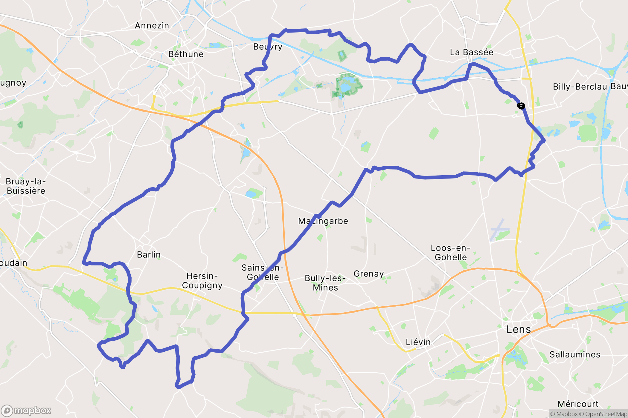Douvrin : carte du parcours de randonnée - France