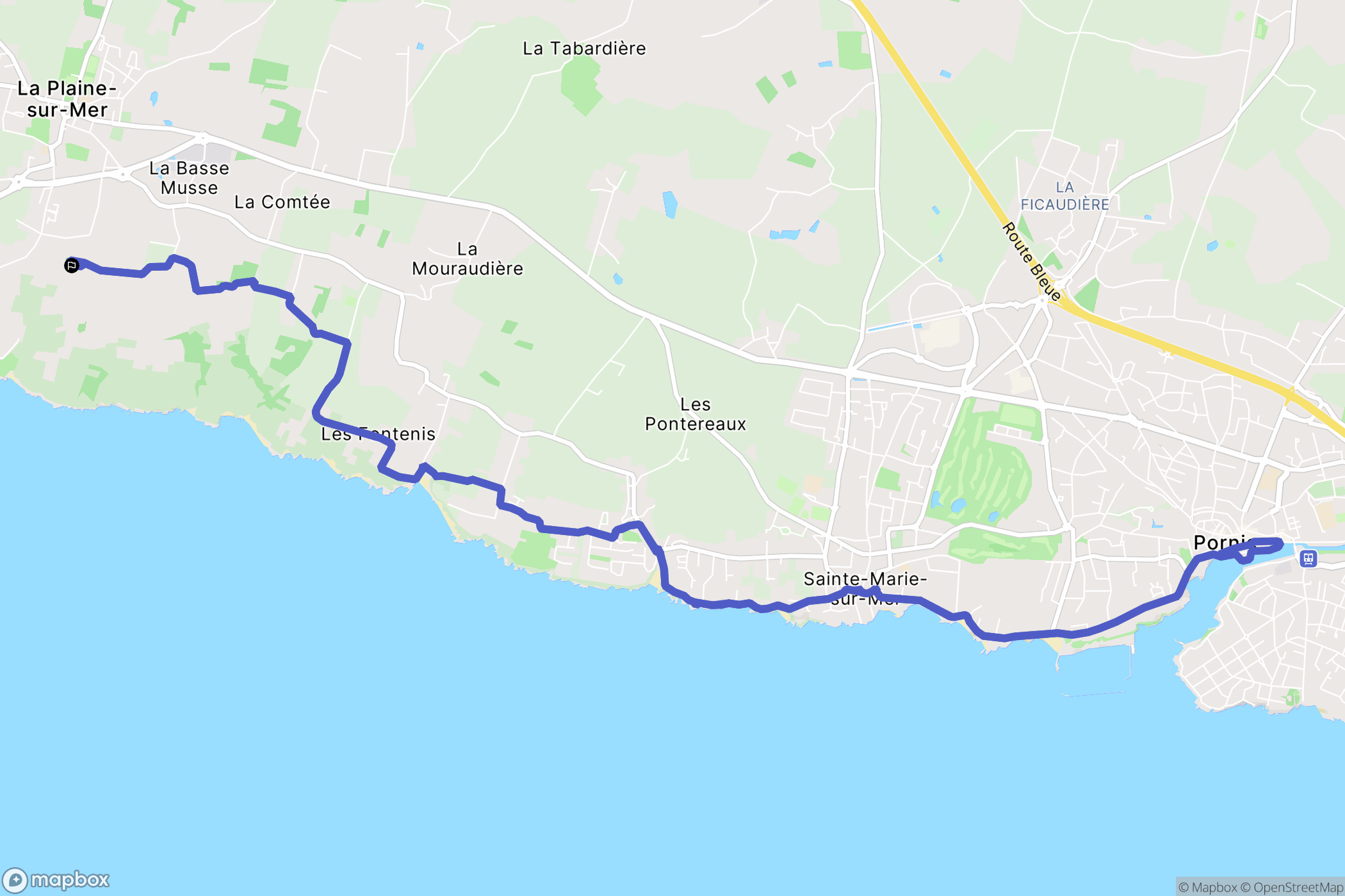 Préfailles : carte du parcours de randonnée - France