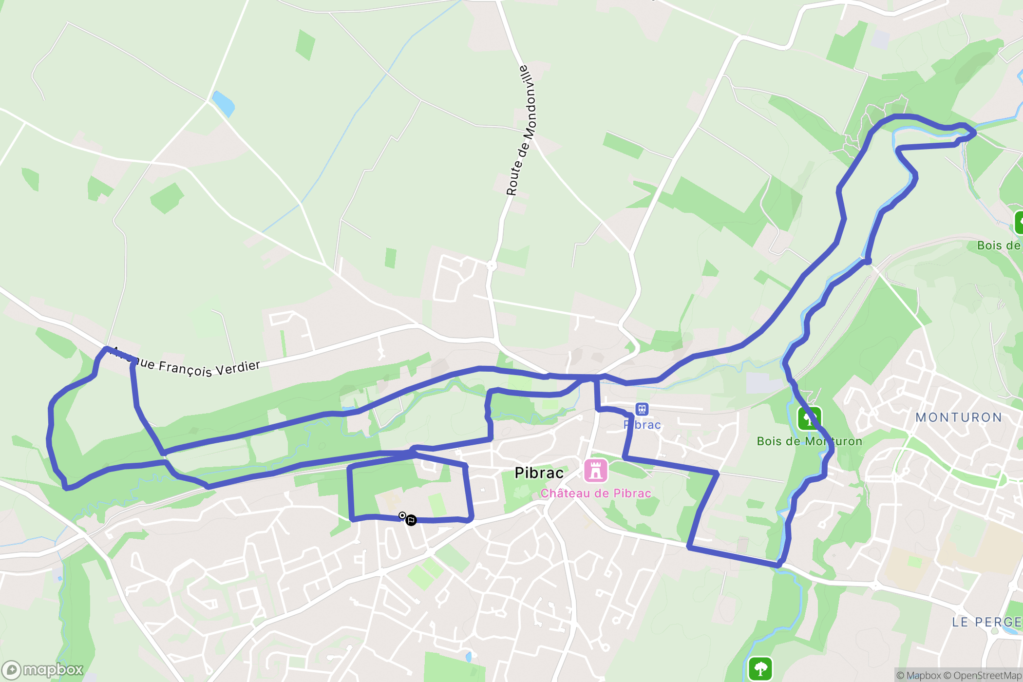 Pibrac : carte du parcours de randonnée - France