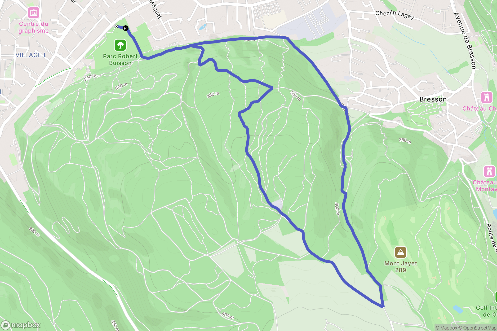 Échirolles : carte du parcours de randonnée - France