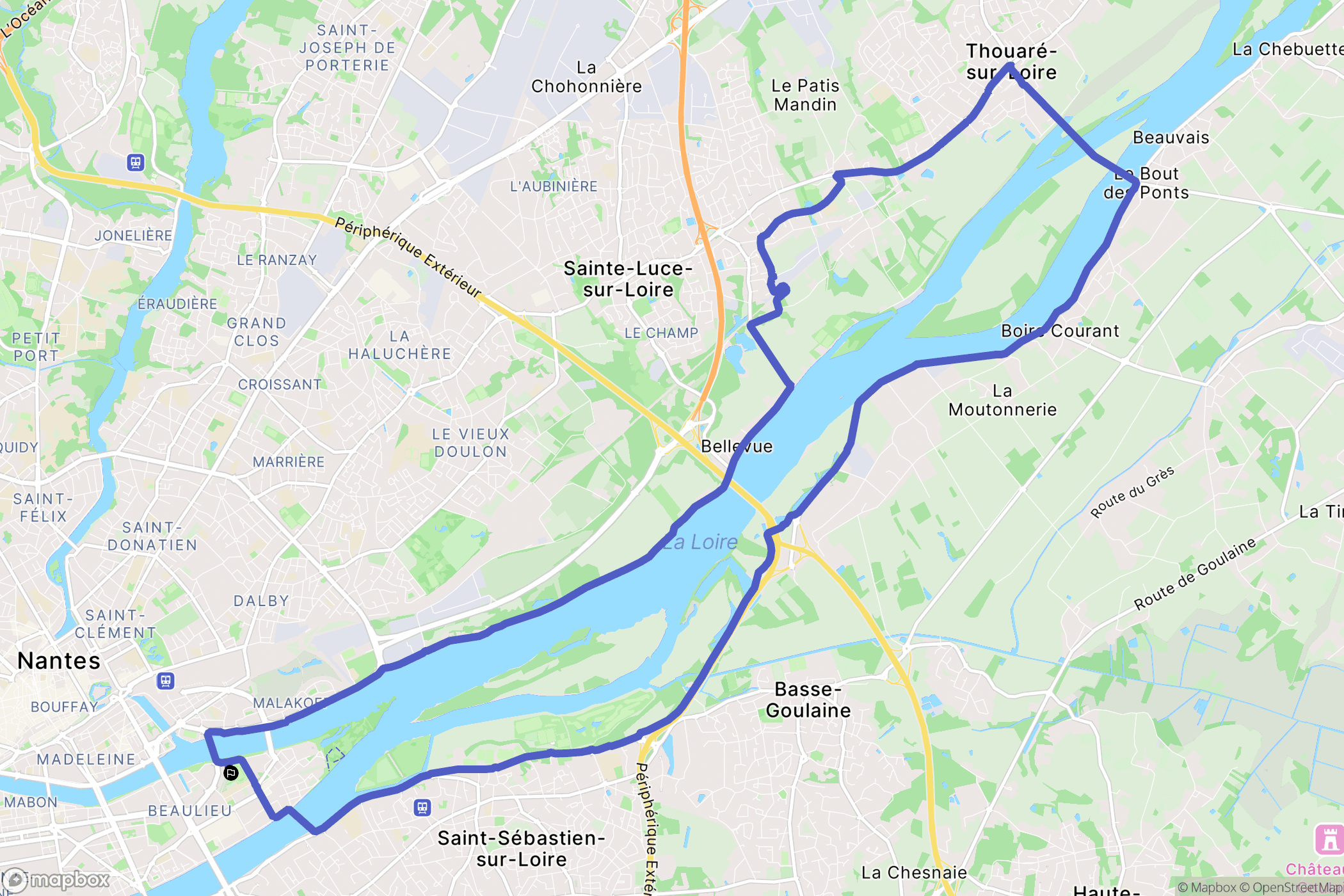 Nantes : carte du parcours de randonnée - France