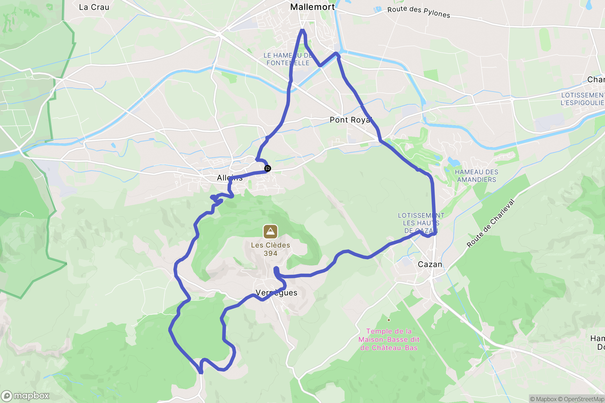 Alleins : carte du parcours de randonnée - France