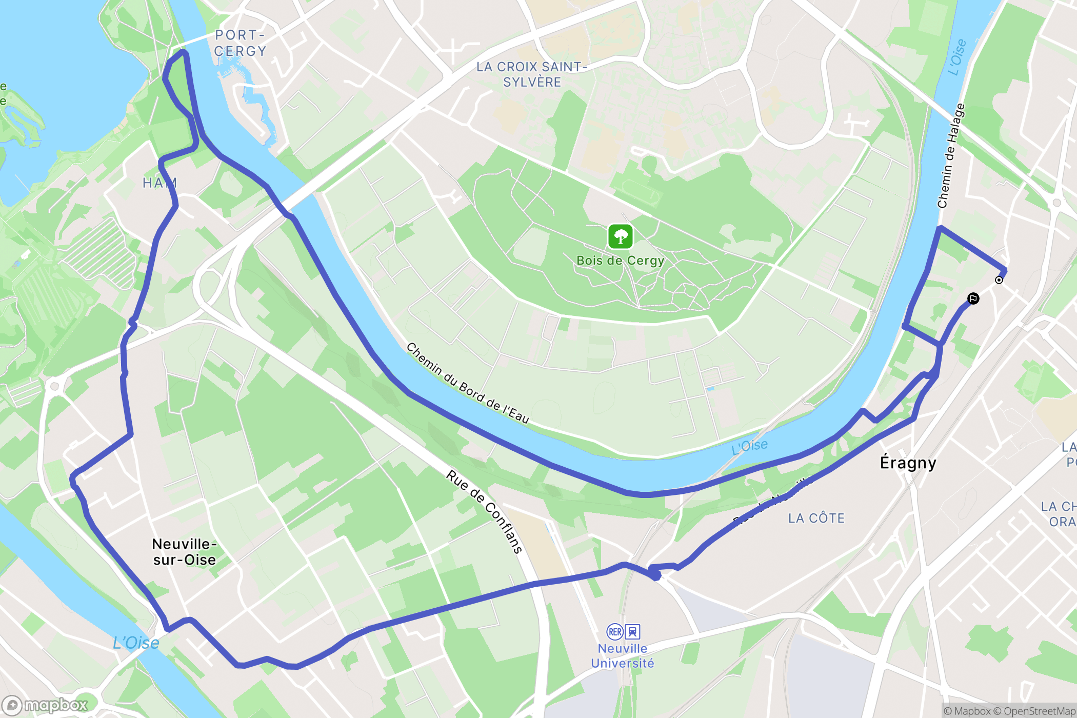 Éragny : carte du parcours de randonnée - France