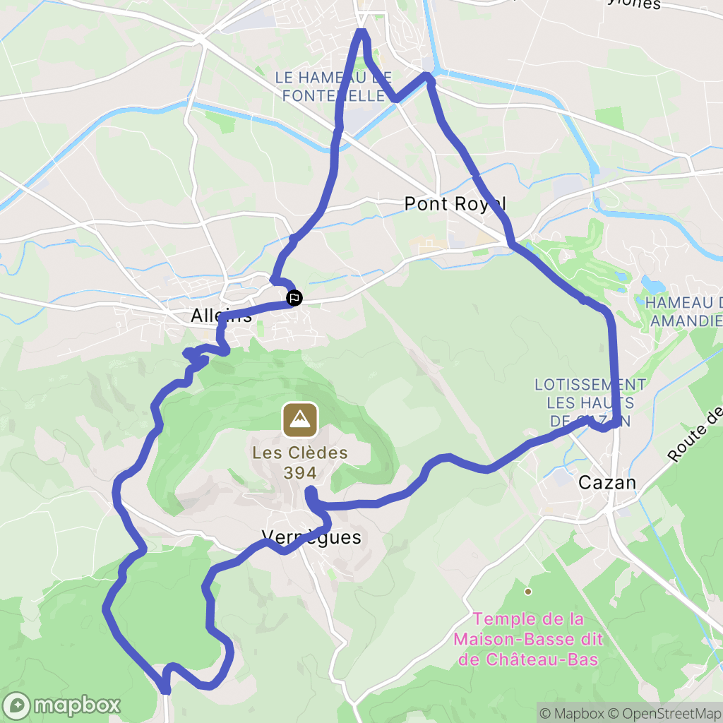 Alleins : carte du parcours de randonnée - France