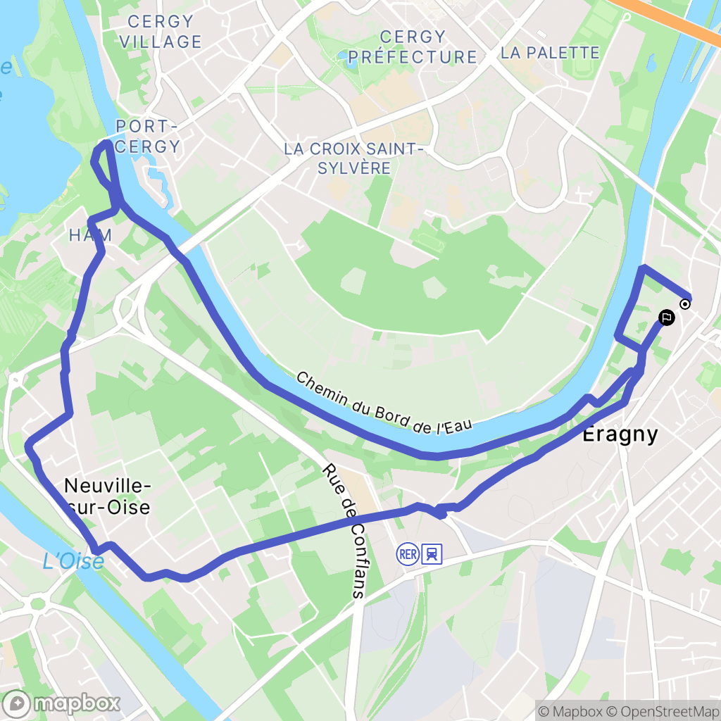 Éragny : carte du parcours de randonnée - France