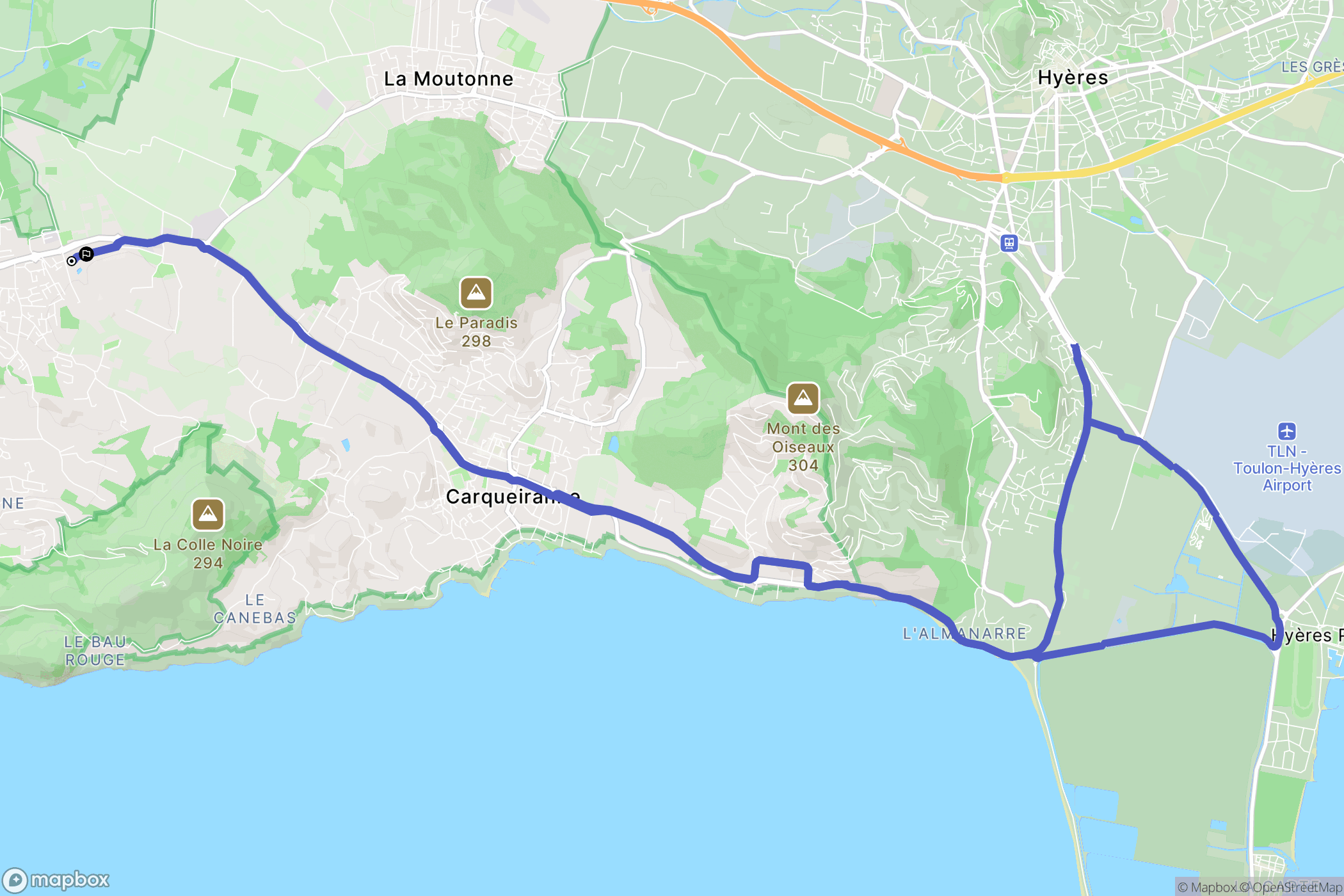Le Pradet : carte du parcours de randonnée - France