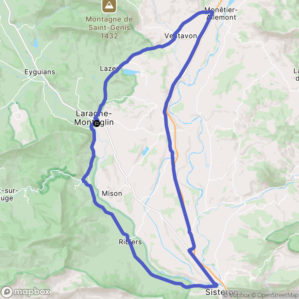 Laragne-Montéglin : carte du parcours de randonnée - France