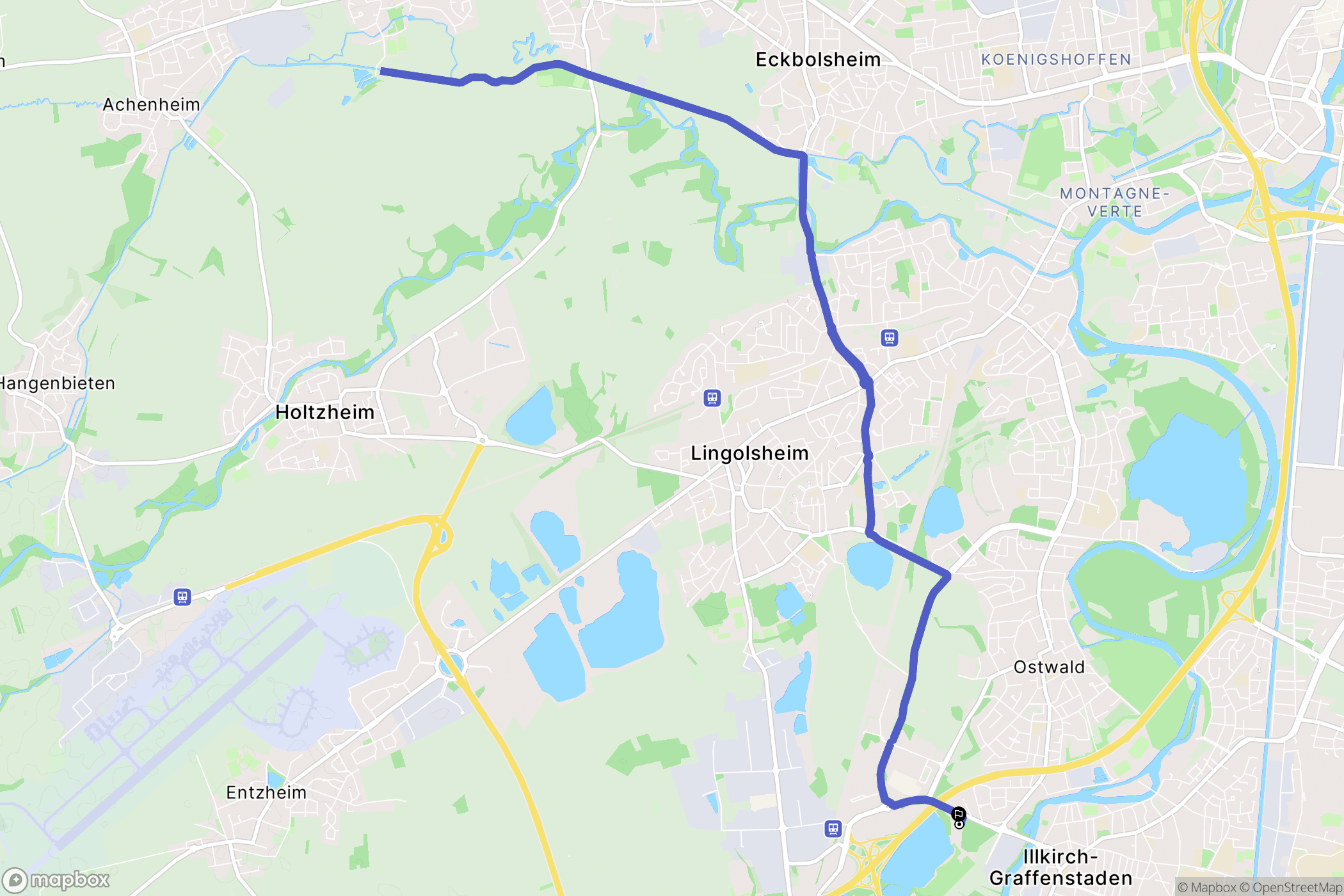 Illkirch-Graffenstaden : carte du parcours de randonnée - France