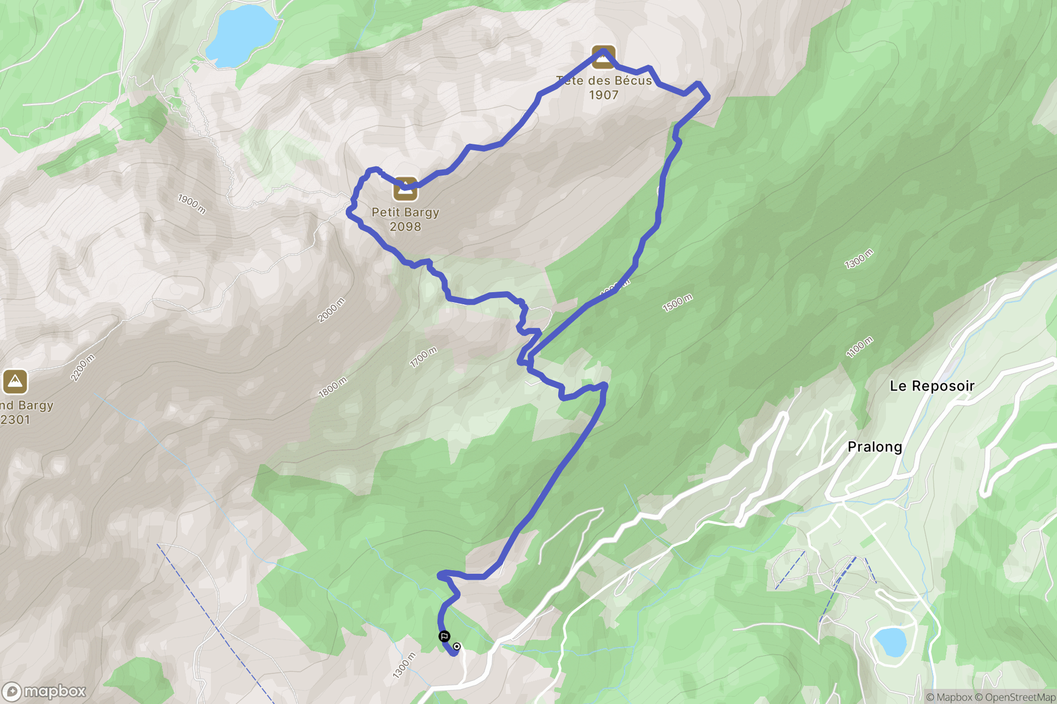 Le Reposoir : carte du parcours de randonnée - France