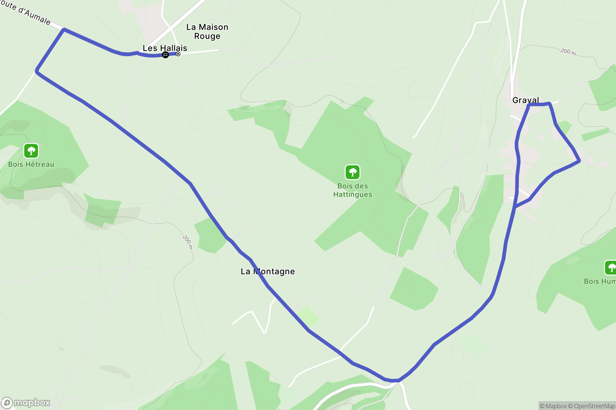 Bouelles : carte du parcours de randonnée - France