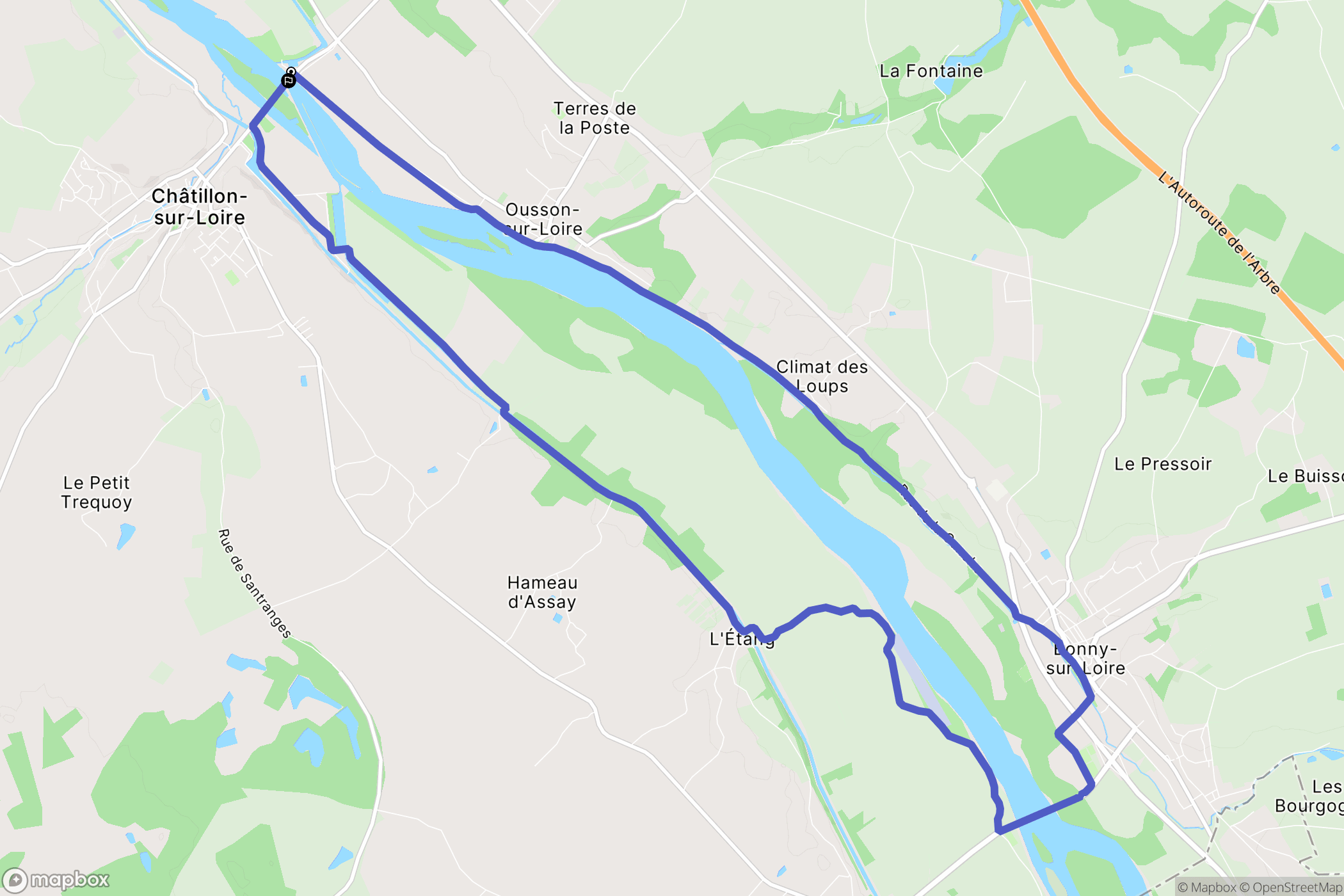 Briare : carte du parcours de randonnée - France