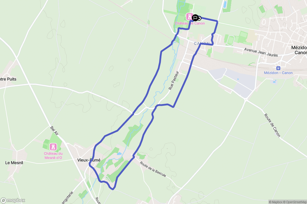 Mézidon Vallée d'Auge : carte du parcours de randonnée - France