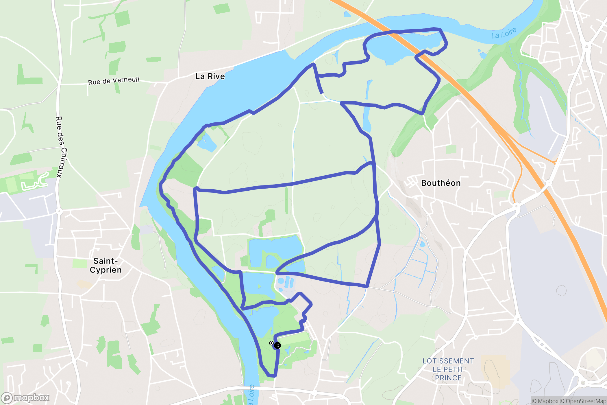 Andrézieux-Bouthéon : carte du parcours de randonnée - France