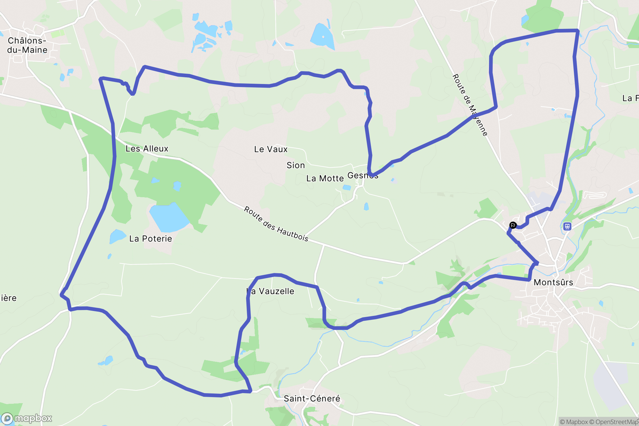 Montsûrs : carte du parcours de randonnée - France