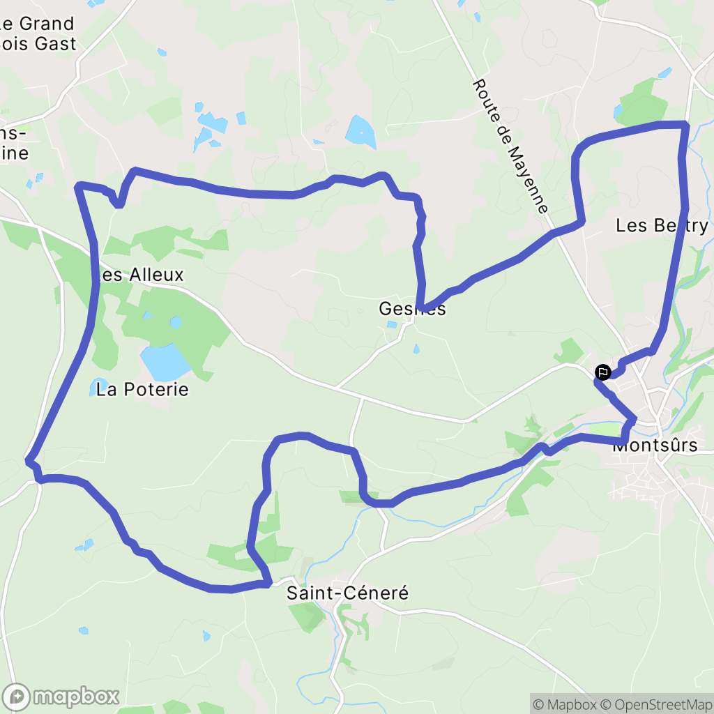 Montsûrs : carte du parcours de randonnée - France