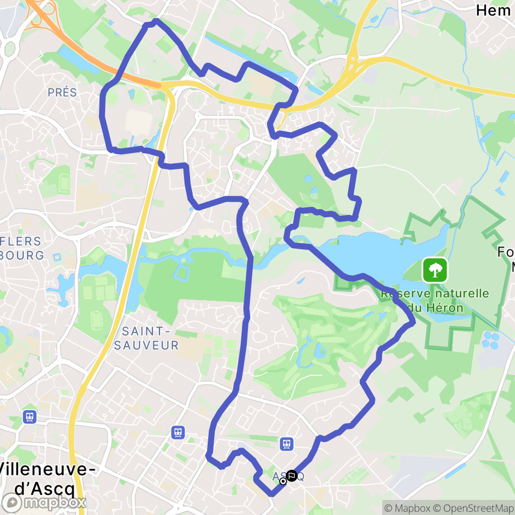 Villeneuve-d'Ascq : carte du parcours de randonnée - France