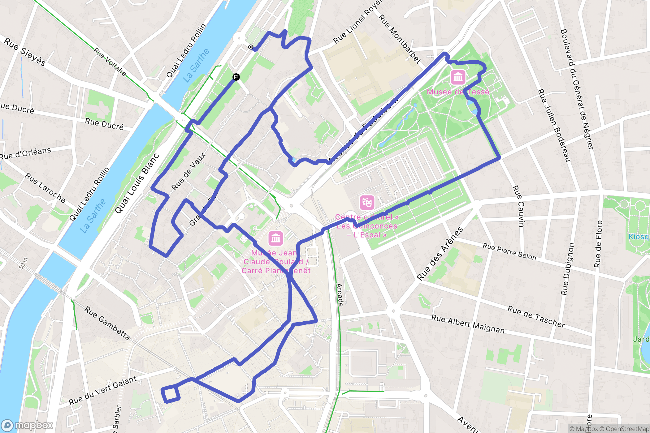 Le Mans : carte du parcours de randonnée - France