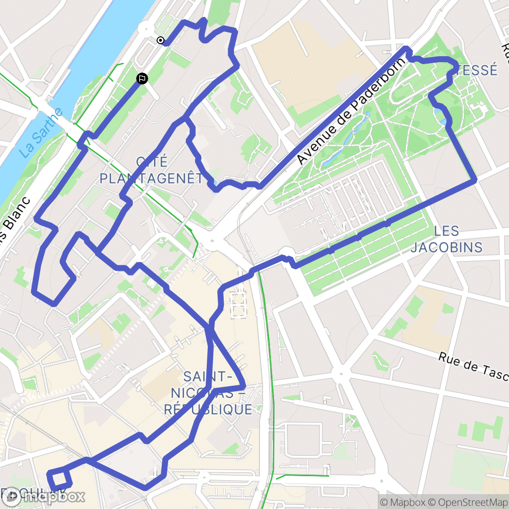 Le Mans : carte du parcours de randonnée - France