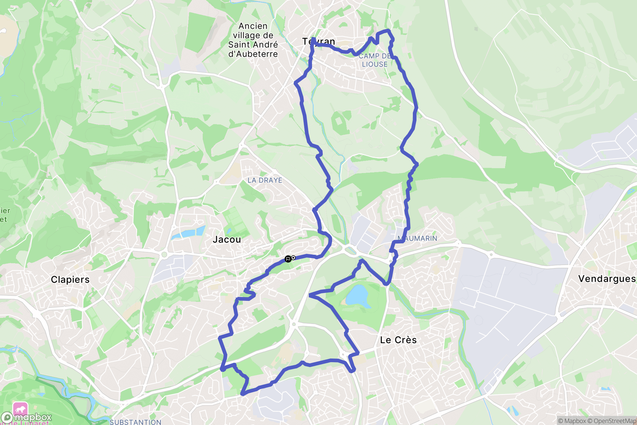 Jacou : carte du parcours de randonnée - France