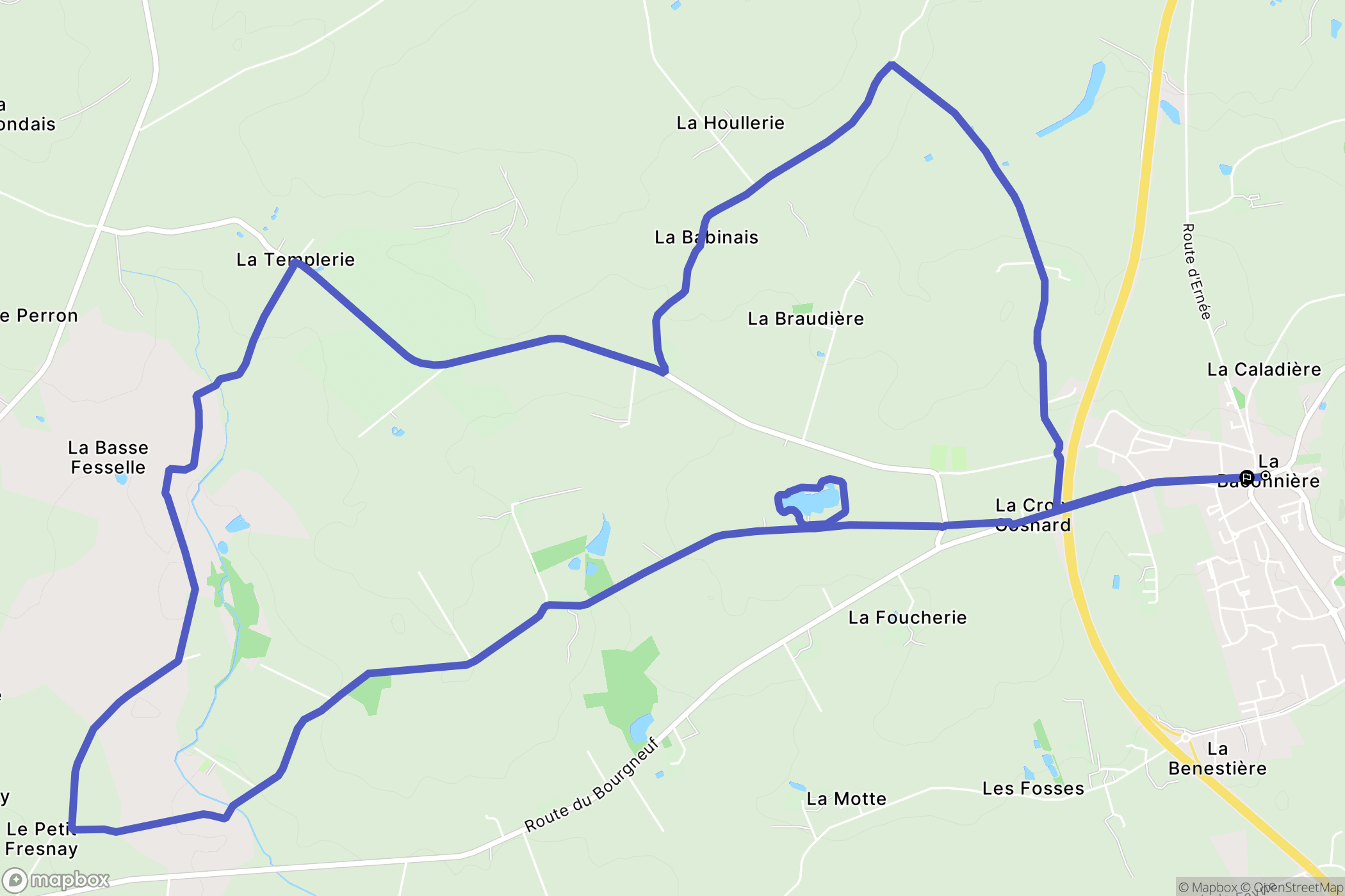 La Baconnière : carte du parcours de randonnée - France